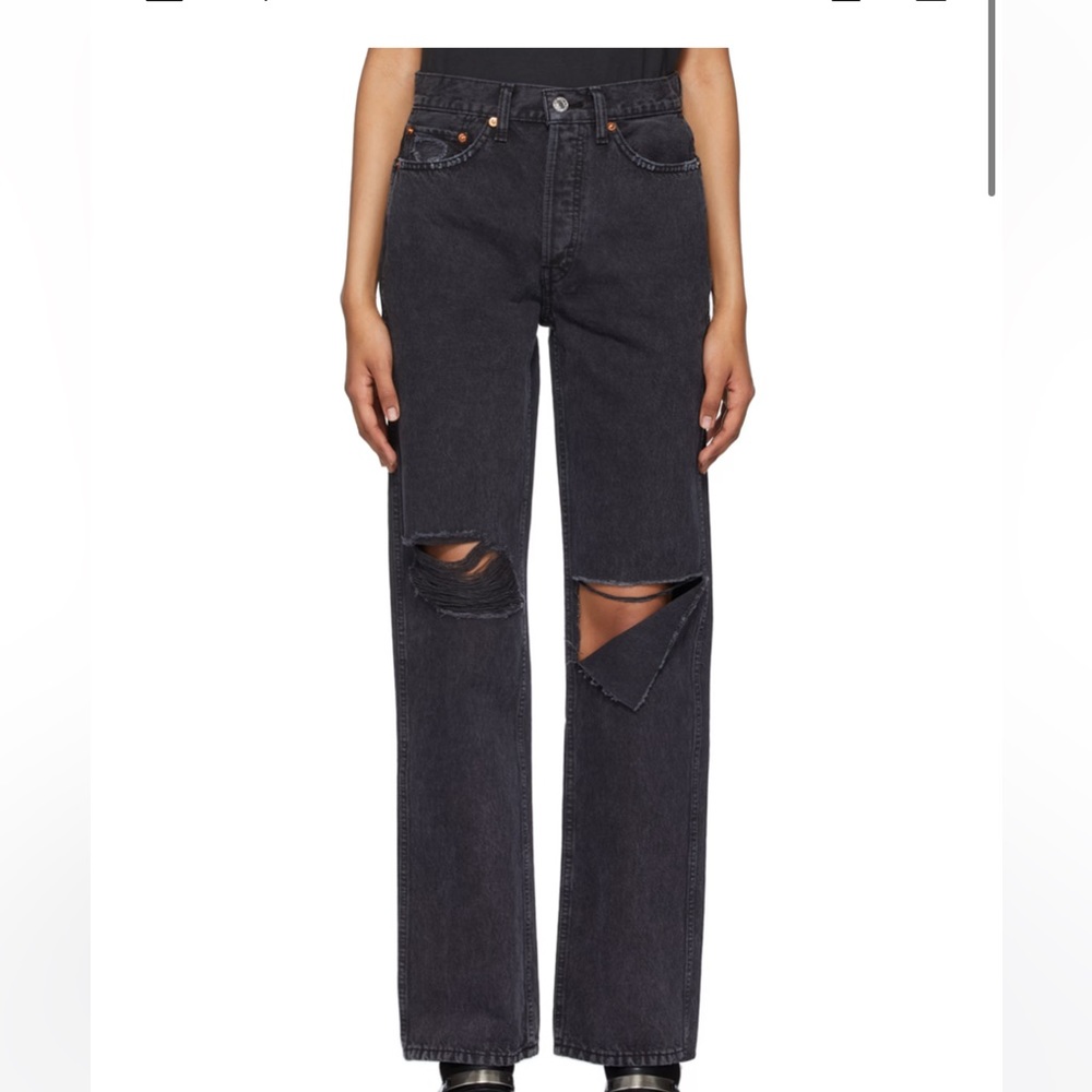 Re/Done distressed high rise loose jeans